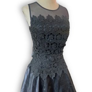 Vintage 90s Lenovia Black A-Line Drop Waist Evening Prom Gown